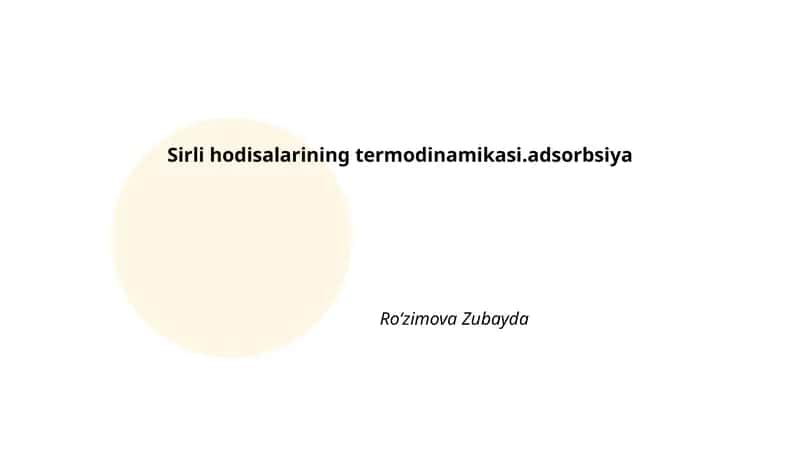 Adsorbsiya: asosiy tushunchalar va taʼriflar 1