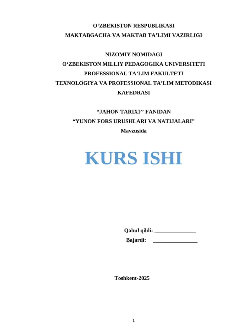 YUNON FORS URUSHLARI VA NATIJALARI 1