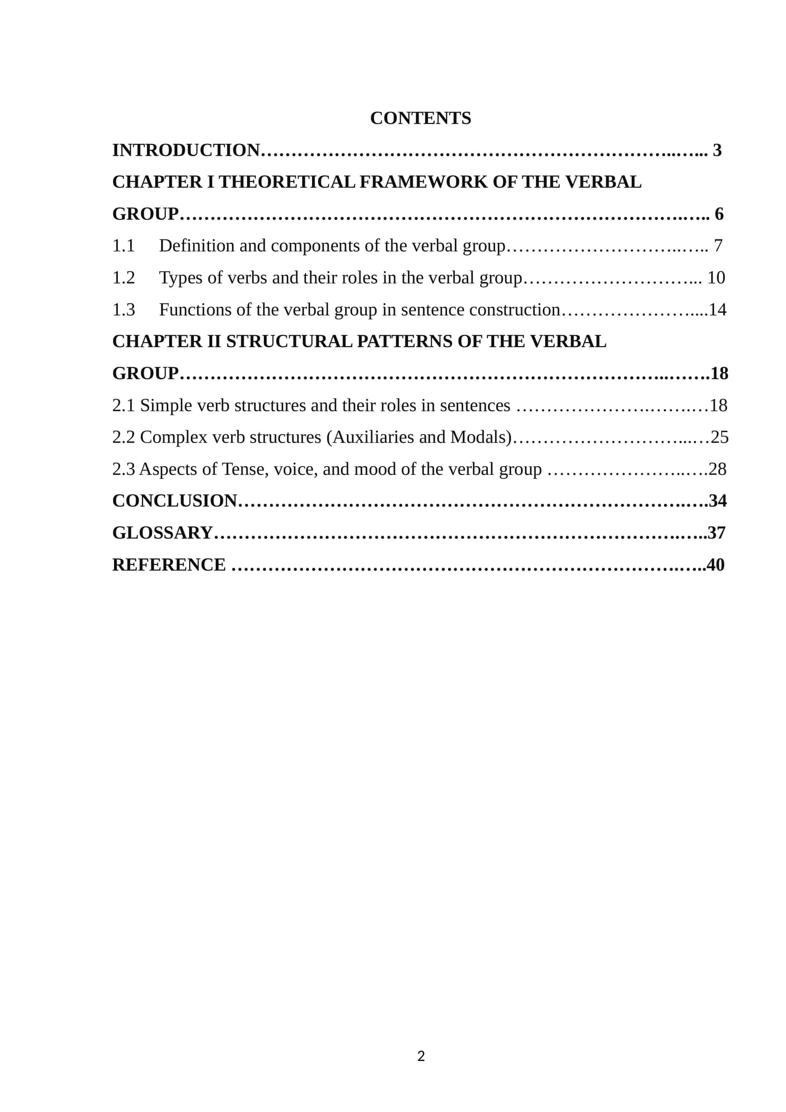 THEORETICAL FRAMEWORK OF THE VERBAL GROUP 1