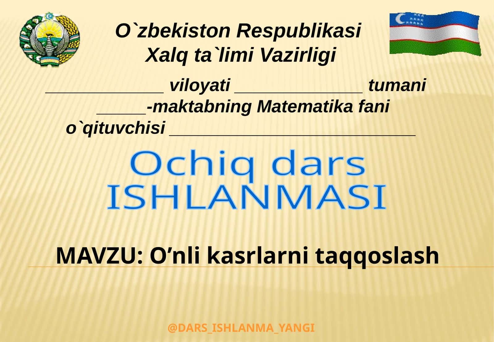 O’nli kasrlarni taqqoslash 1