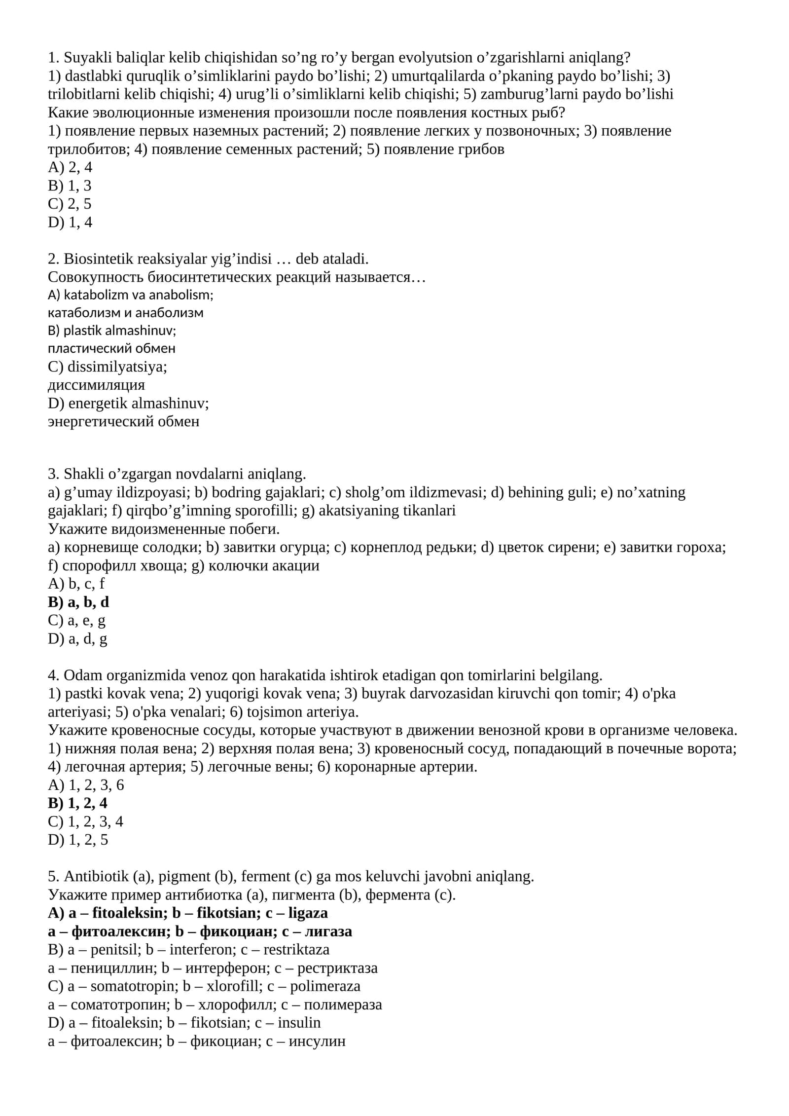 Evolyutsion o'zgarishlar 1
