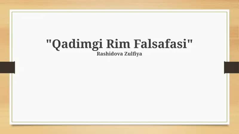 Qadimgi Rim Falsafasi 1