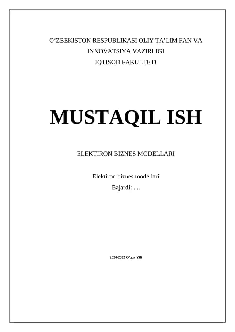 Elektiron biznes modellari 1