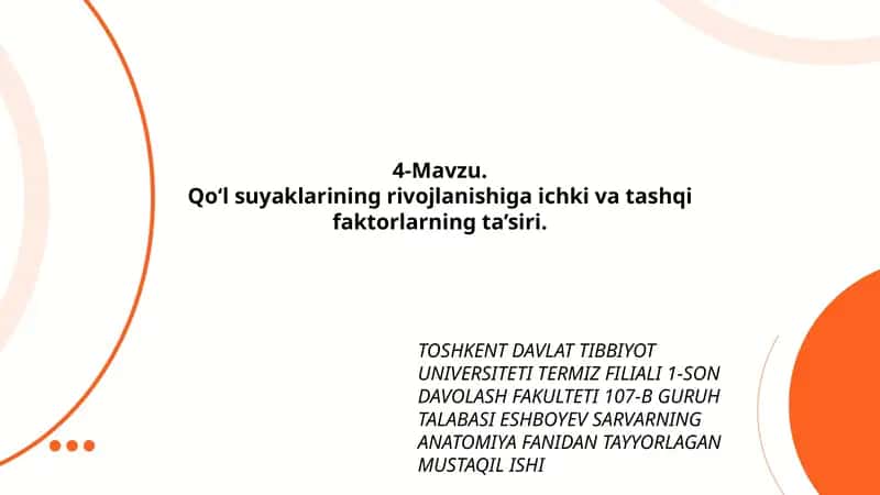 Qo‘l suyaklarining rivojlanishi 1