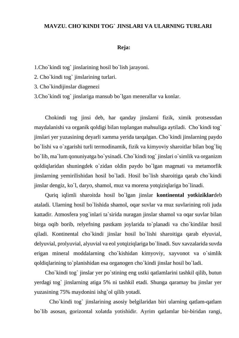 CHO`KINDI TOG` JINSLARI VA ULARNING TURLARI 1