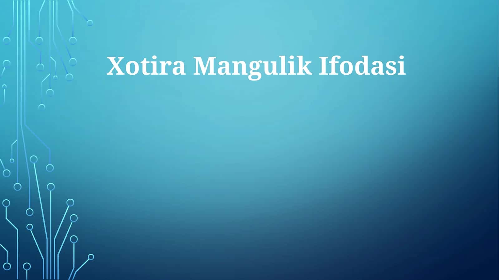 Xotira Mangulik Ifodasi 1