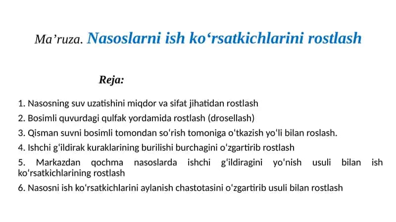 Nasoslar va Nasoslash 1