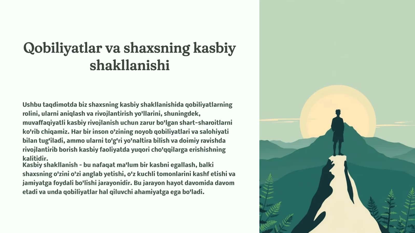 Qobiliyatlar va shaxsning kasbiy shakllanishi 1