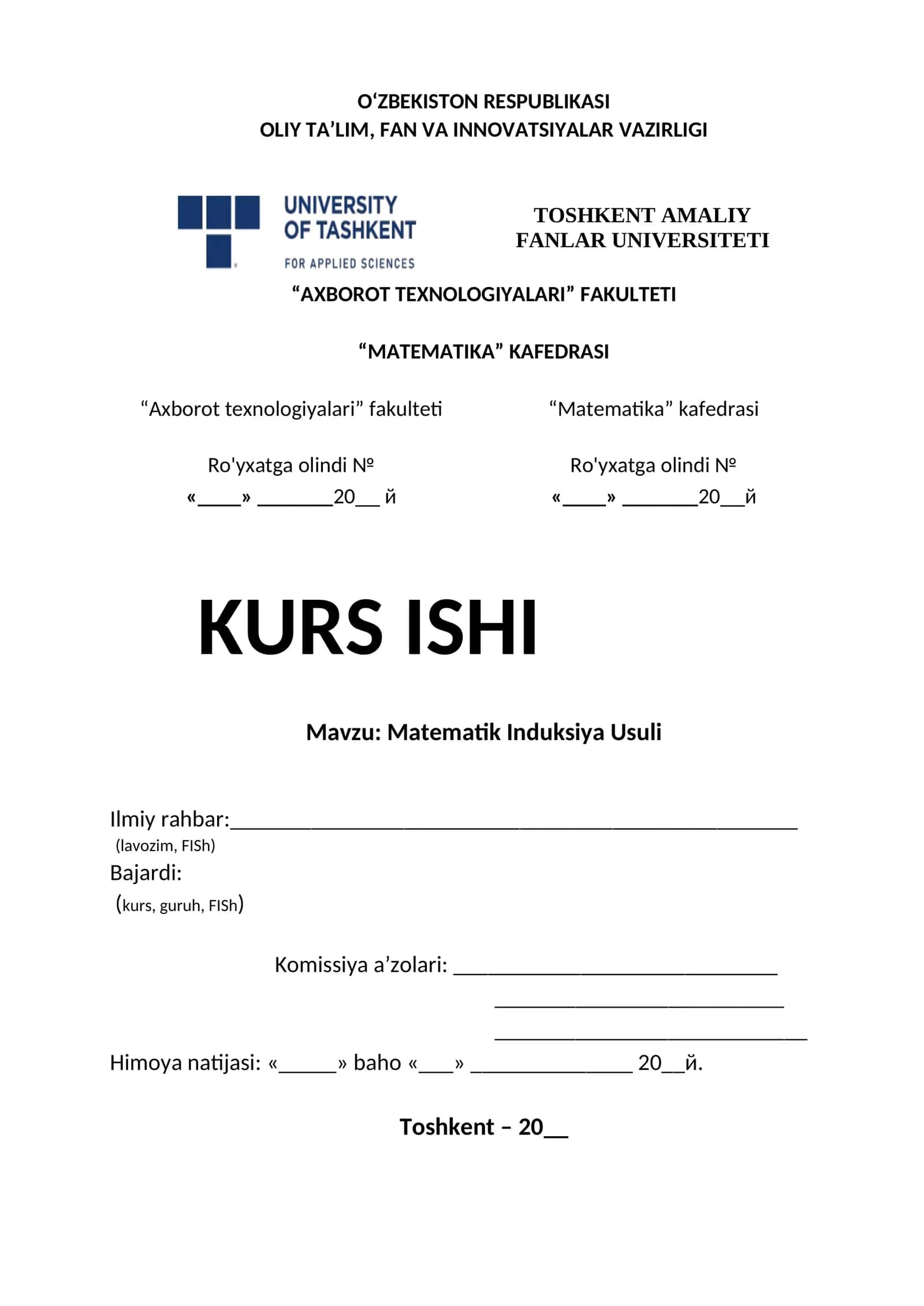 Matematik Induksiya Usuli 1