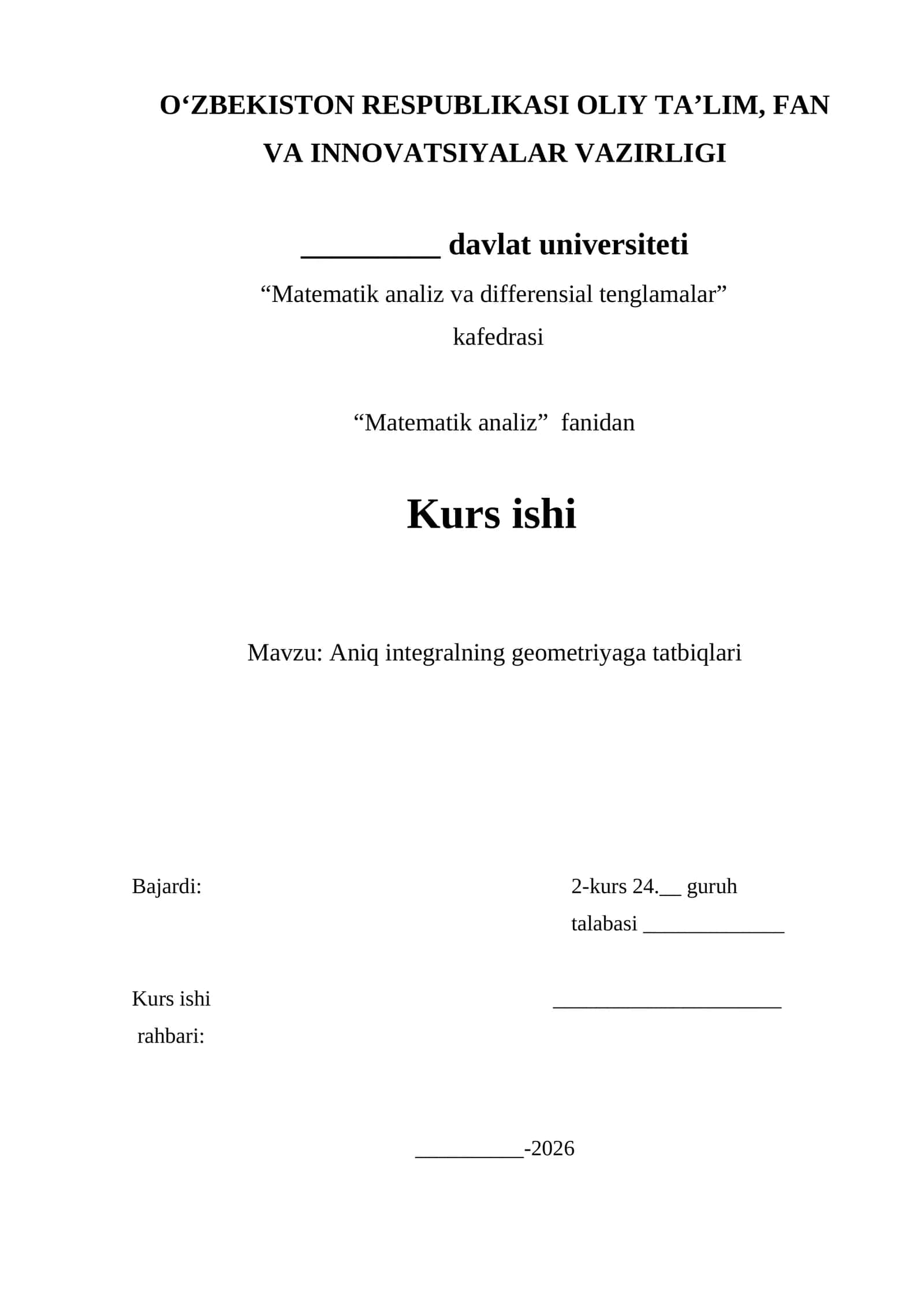 Aniq integralning geometriyaga tatbiqlari 1
