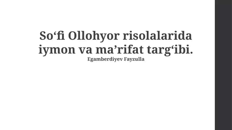 So‘fi Ollohyor risolalarida iymon va ma’rifat targ‘ibi 1