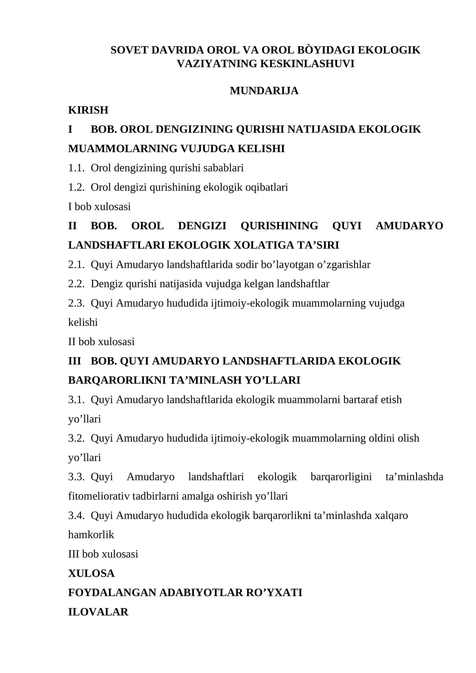 OROL VA OROL BÒYIDAGI EKOLOGIK VAZIYATNING KESKINLASHUVI 1
