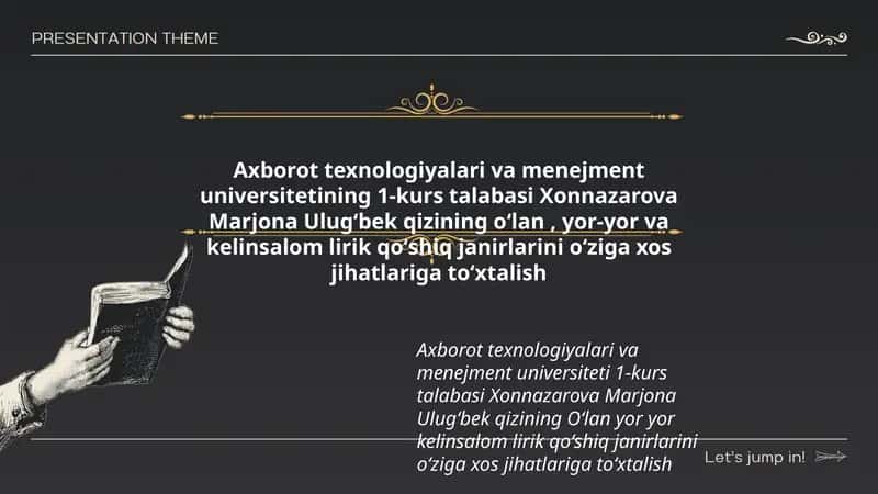 Yor-yor va kelinsalom lirik qo'shiq janirlari 1