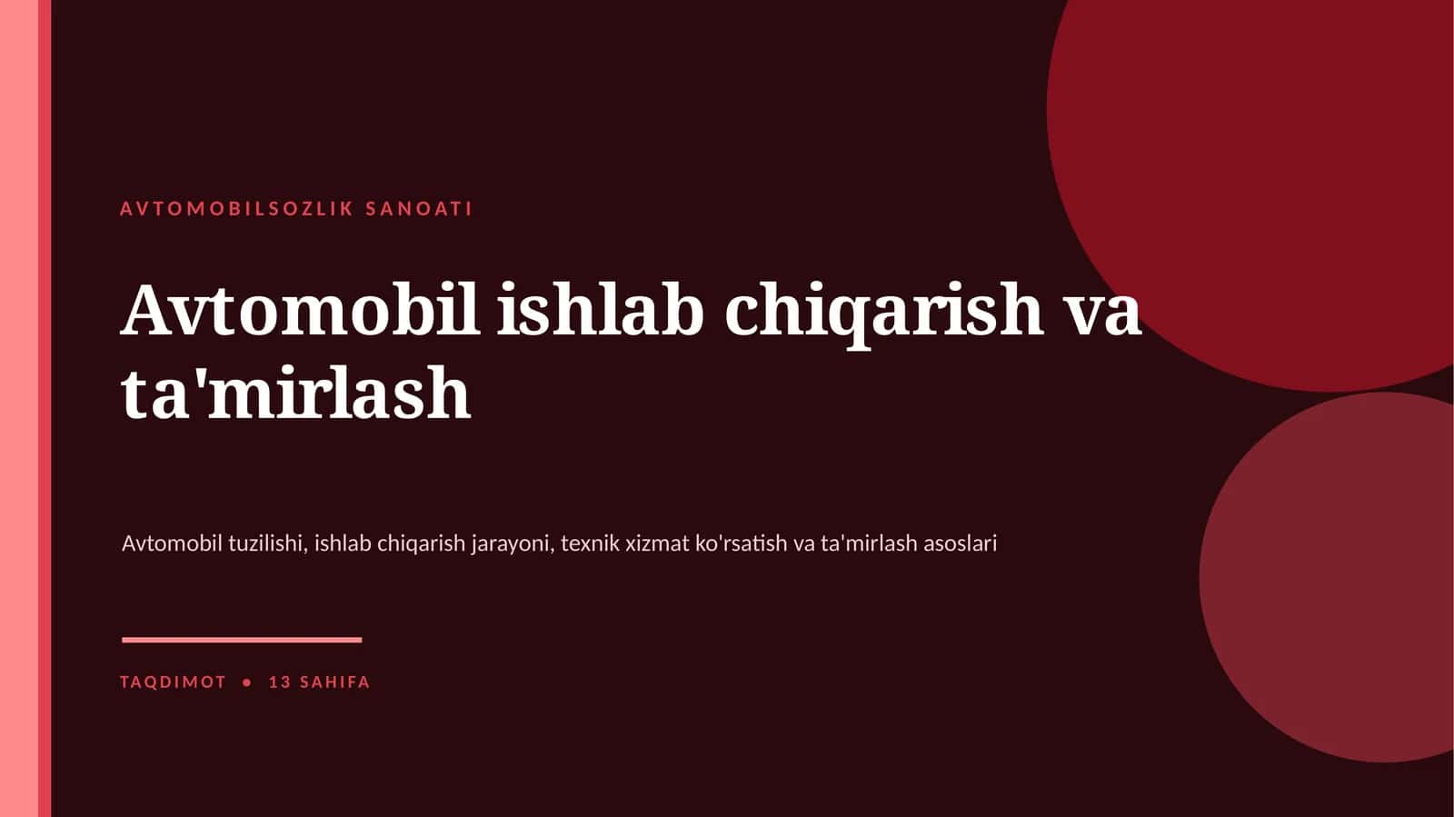AVTOMOBILSOZLIK SANOATI 1