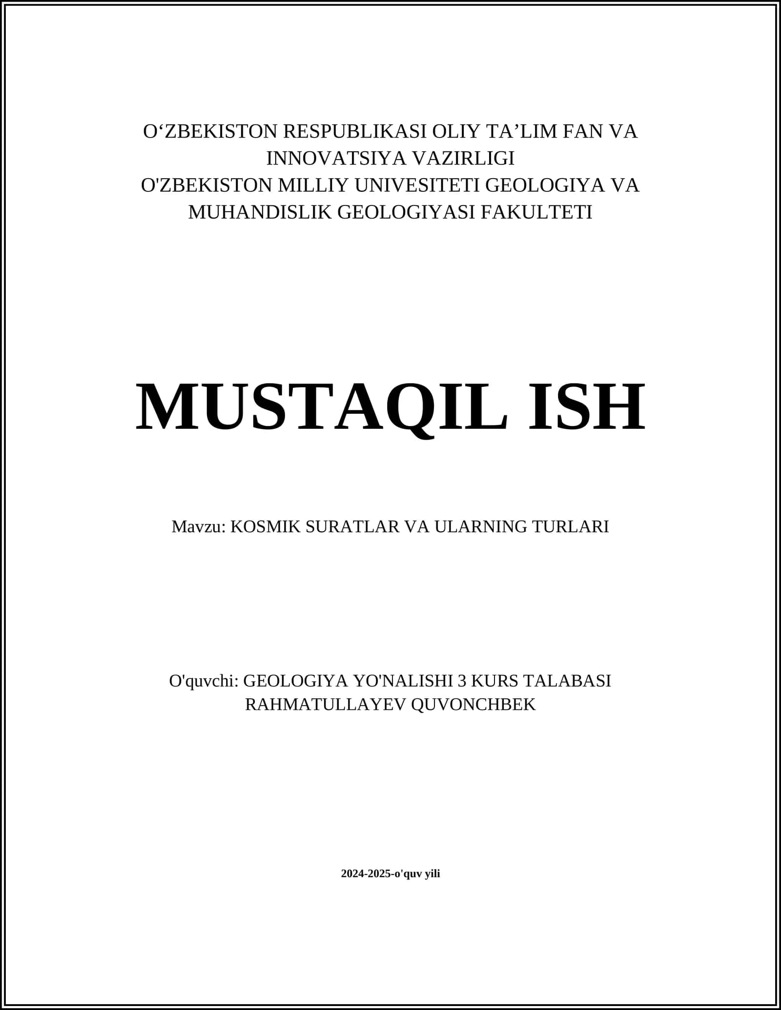KOSMIK SURATLAR VA ULARNING TURLARI 1