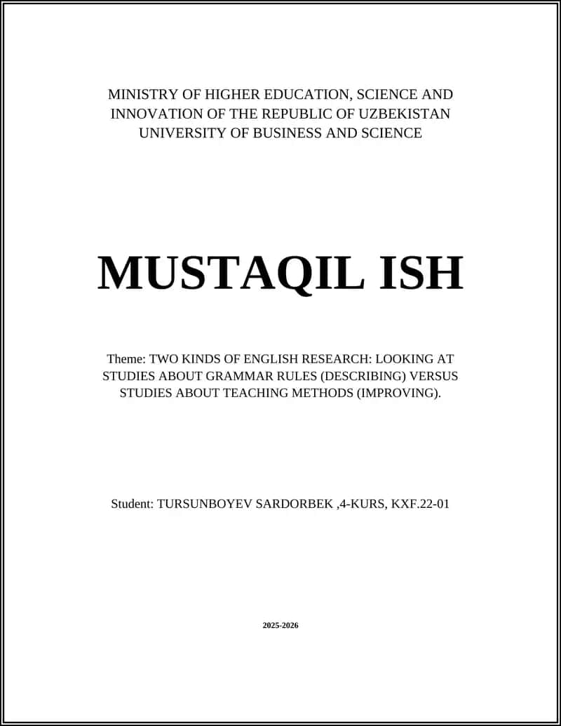 TWO KINDS OF ENGLISH RESEARCH 1