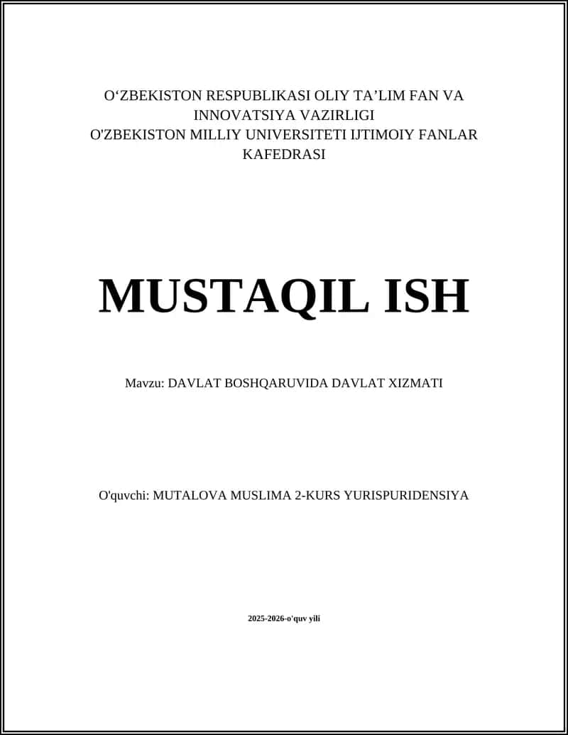 DAVLAT XIZMATI 1