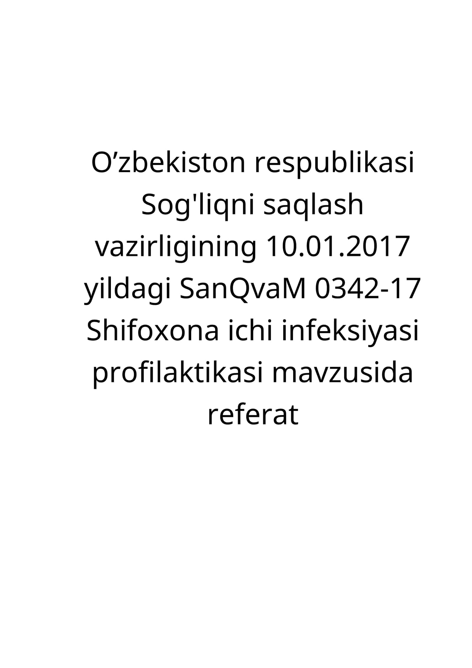 Shifoxona ichi infeksiyasi profilaktikasi 1
