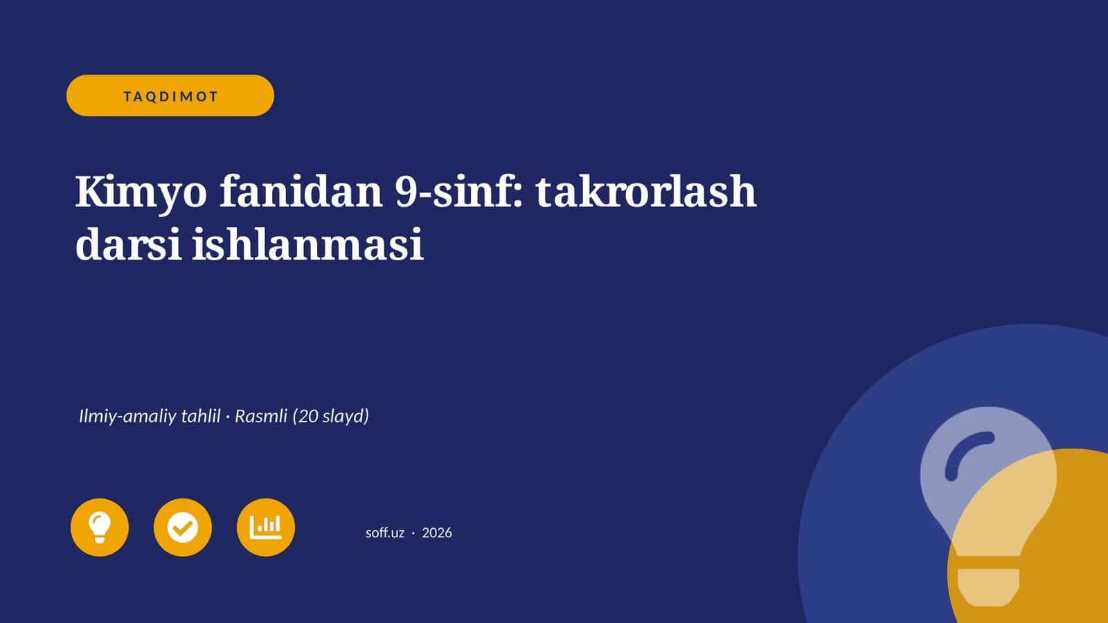 Kimyo fanidan 9-sinf: takrorlash darsi ishlanmasi 1