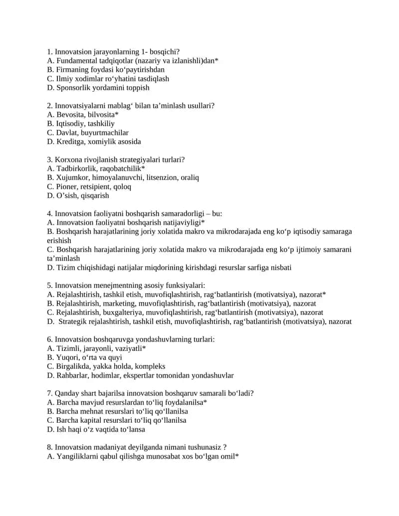 Innovatsion jarayonlarning bosqichi 1
