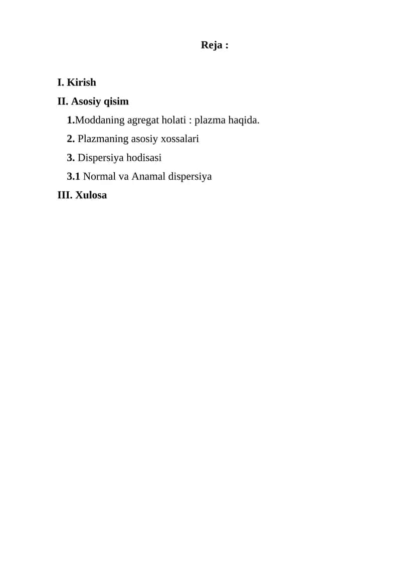 Moddaning agregat holati: plazma haqida 1