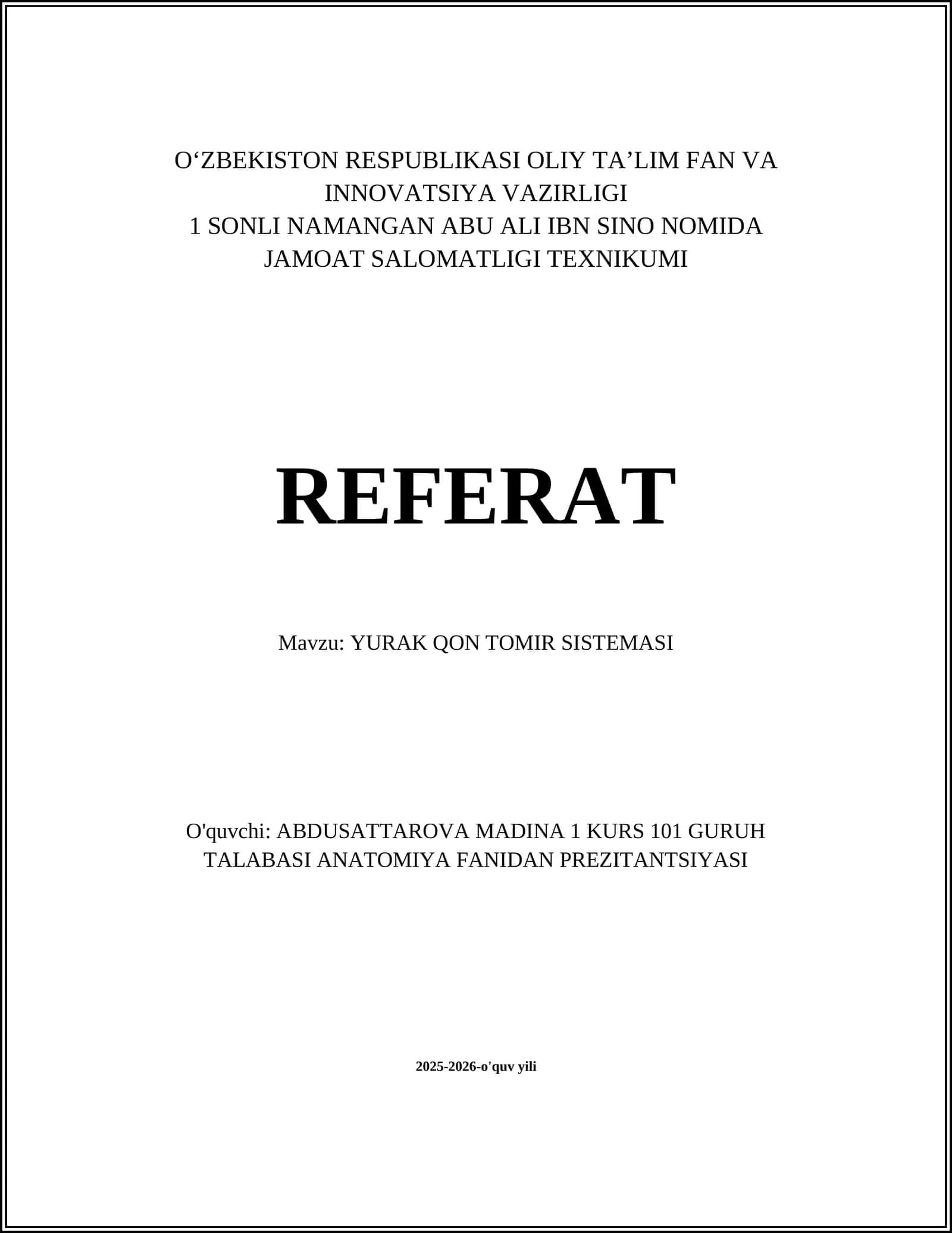 YURAK QON TOMIR SISTEMASI 1