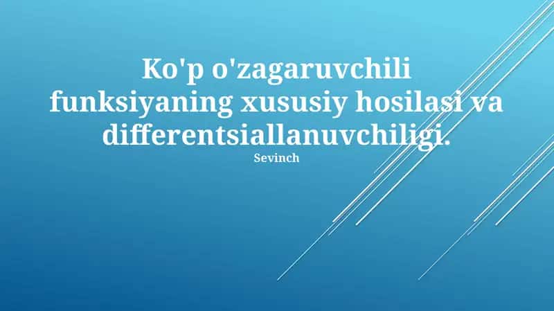 Qisman hosilalar va differentsiallik 1