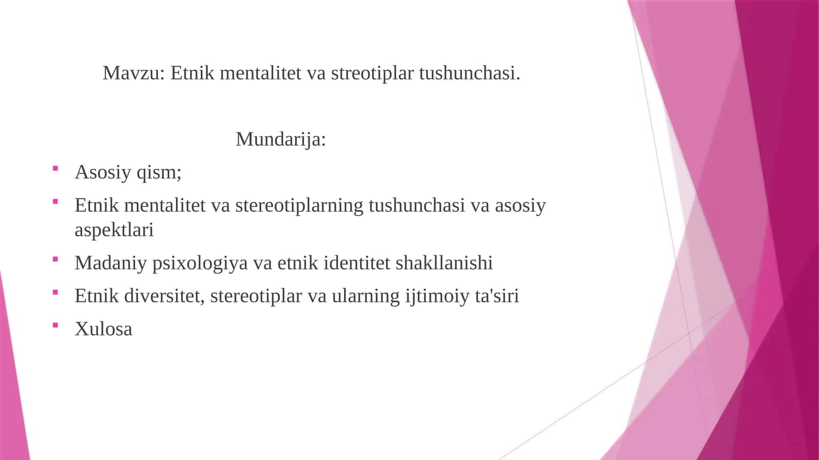 Etnik mentalitet va streotiplar tushunchasi. 1