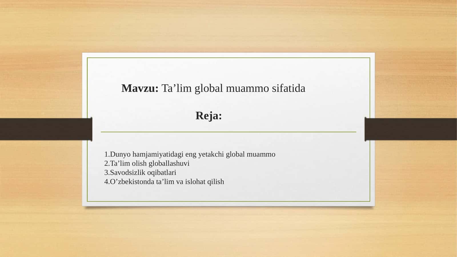 Ta’lim global muammo sifatida 1