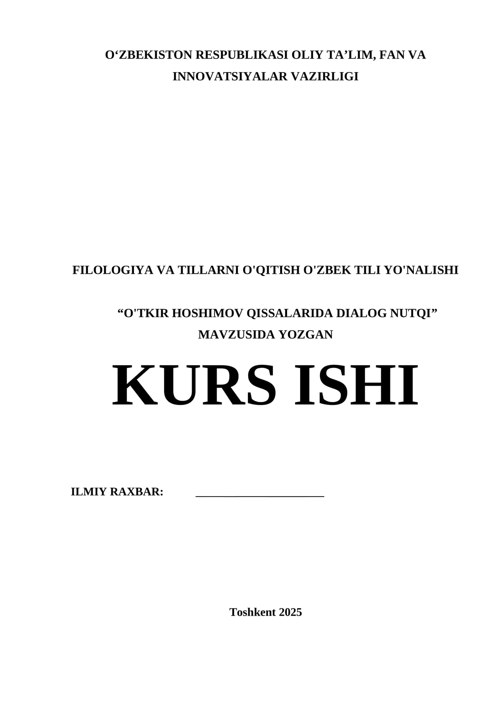 O‘TKIR HOSHIMOV QISSALARIDA DIALOG NUTQI 1
