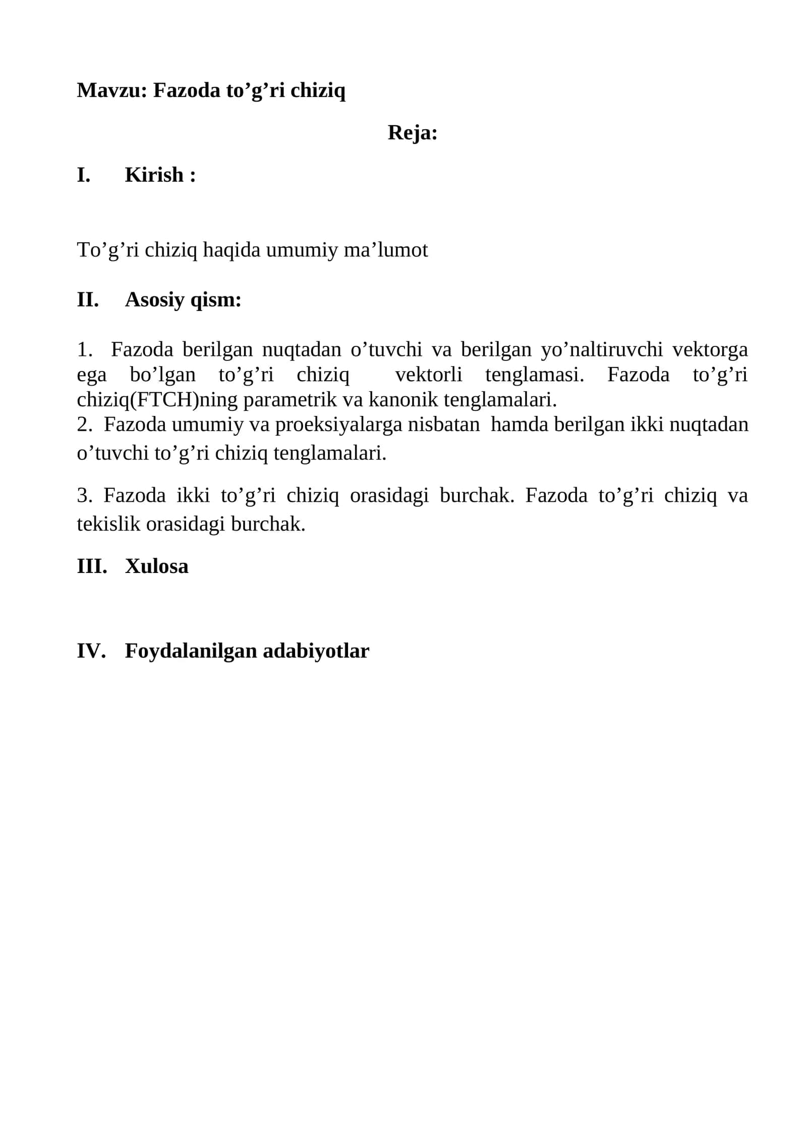 Fazoda to’g’ri chiziq 1