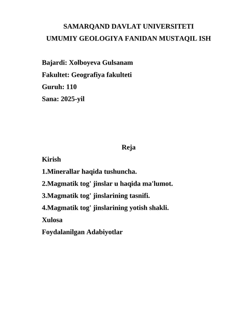Minerallar haqida tushuncha 1