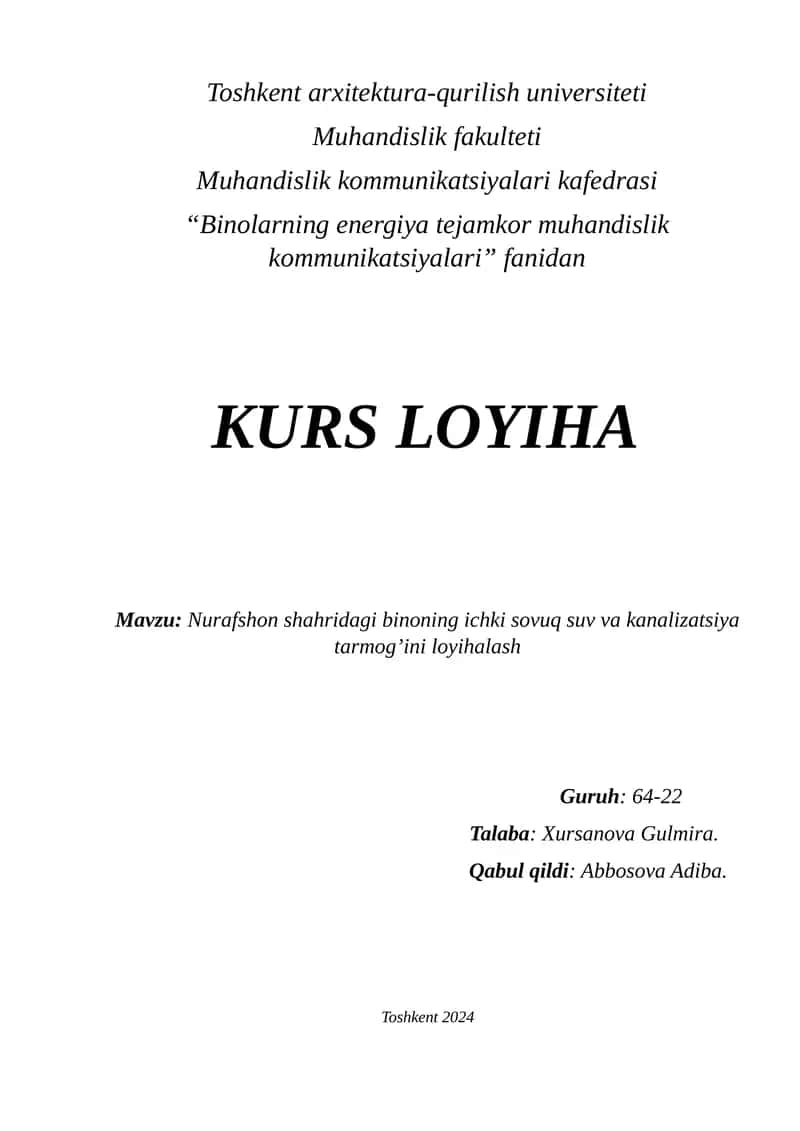 Binolarning energiya tejamkor muhandislik kommunikatsiyalari 1