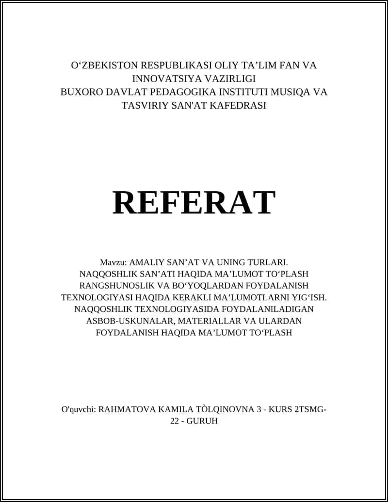 AMALIY SAN’AT VA UNING TURLARI 1
