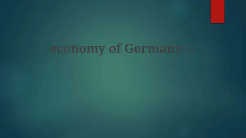 Economy of Germany 1