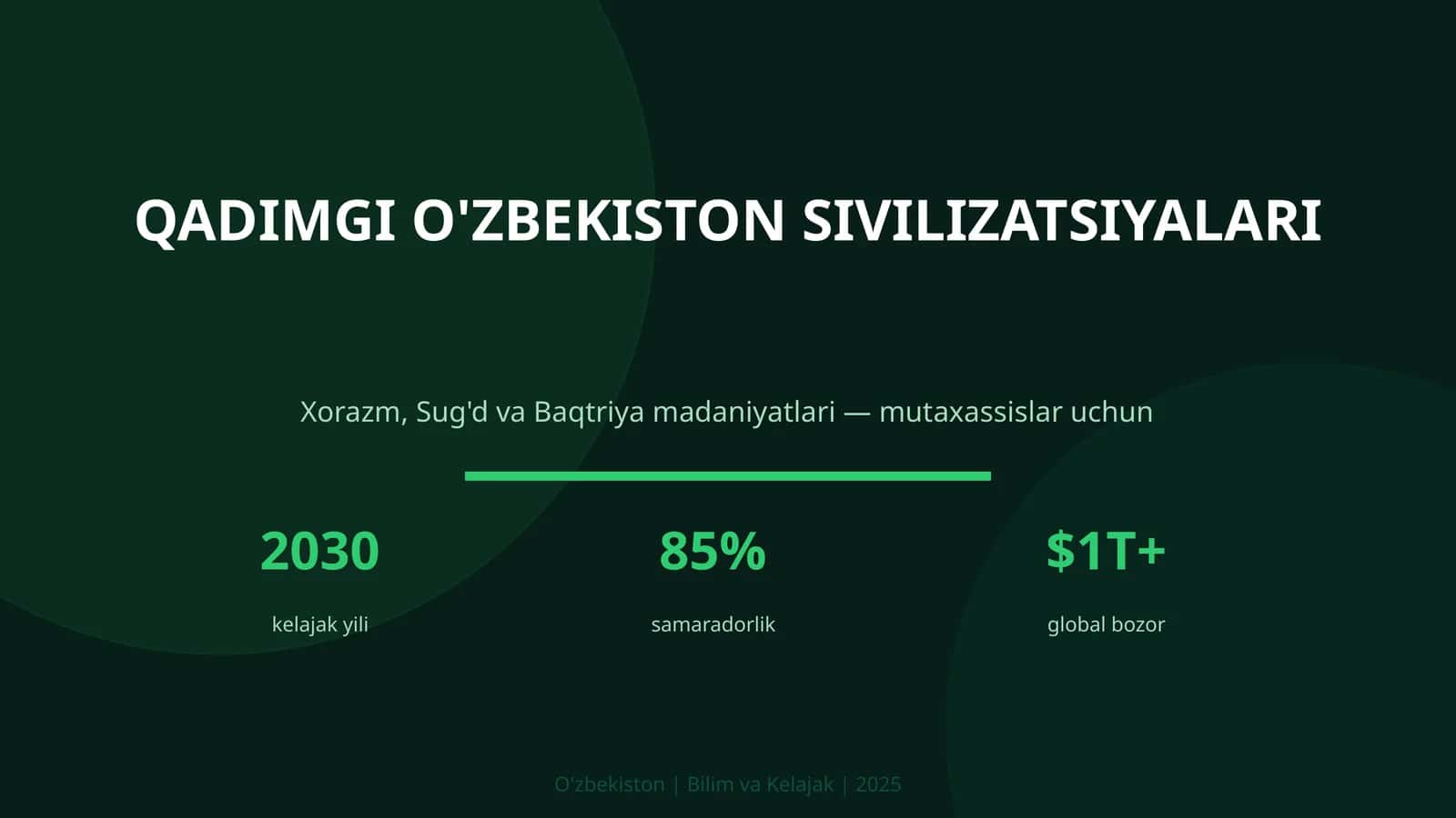QADIMGI O'ZBEKISTON SIVILIZATSIYALARI 1
