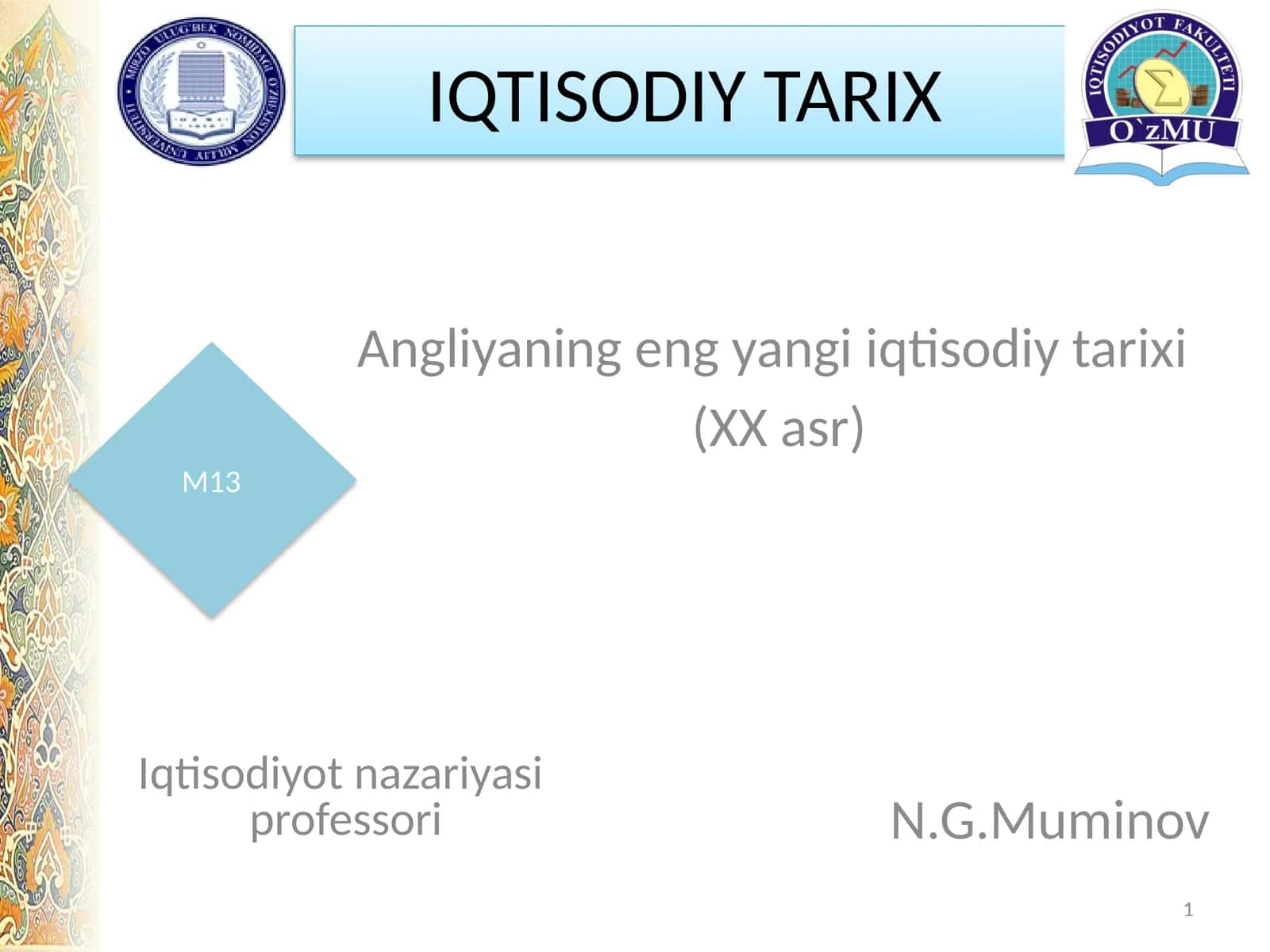 Angliyaning eng yangi iqtisodiy tarixi 1