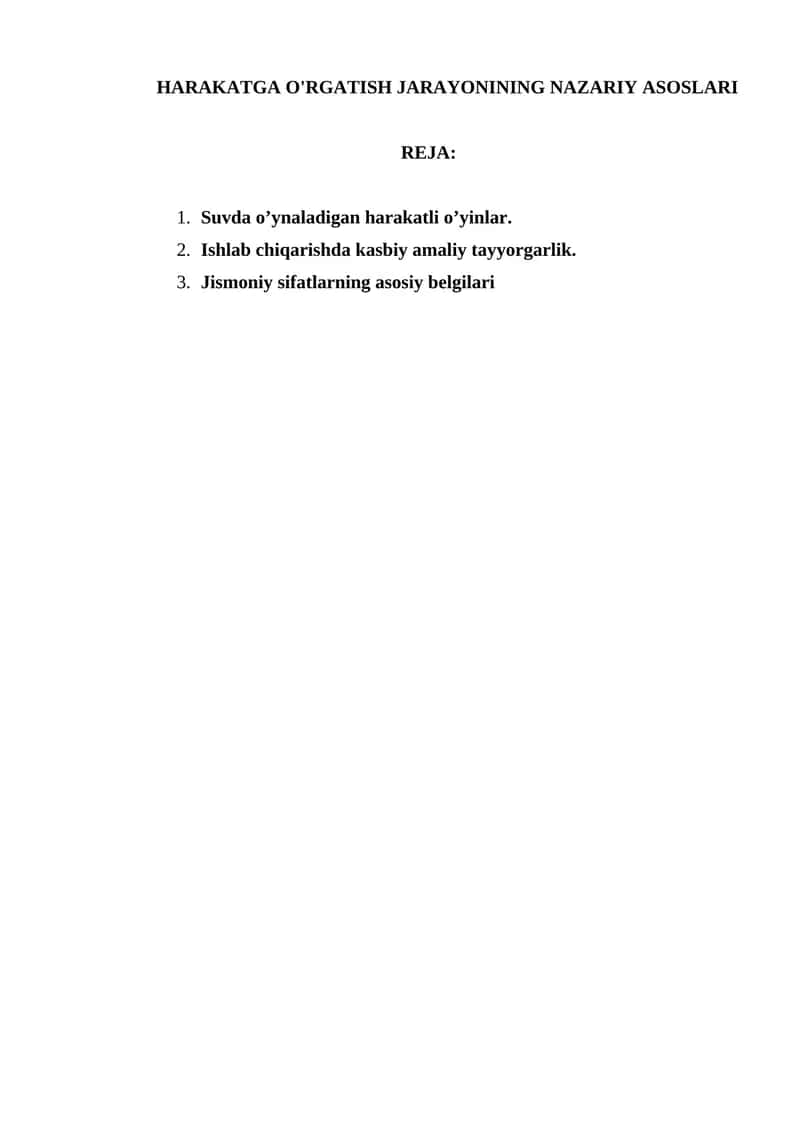 HARAKATGA O'RGATISH JARAYONINING NAZARIY ASOSLARI 1