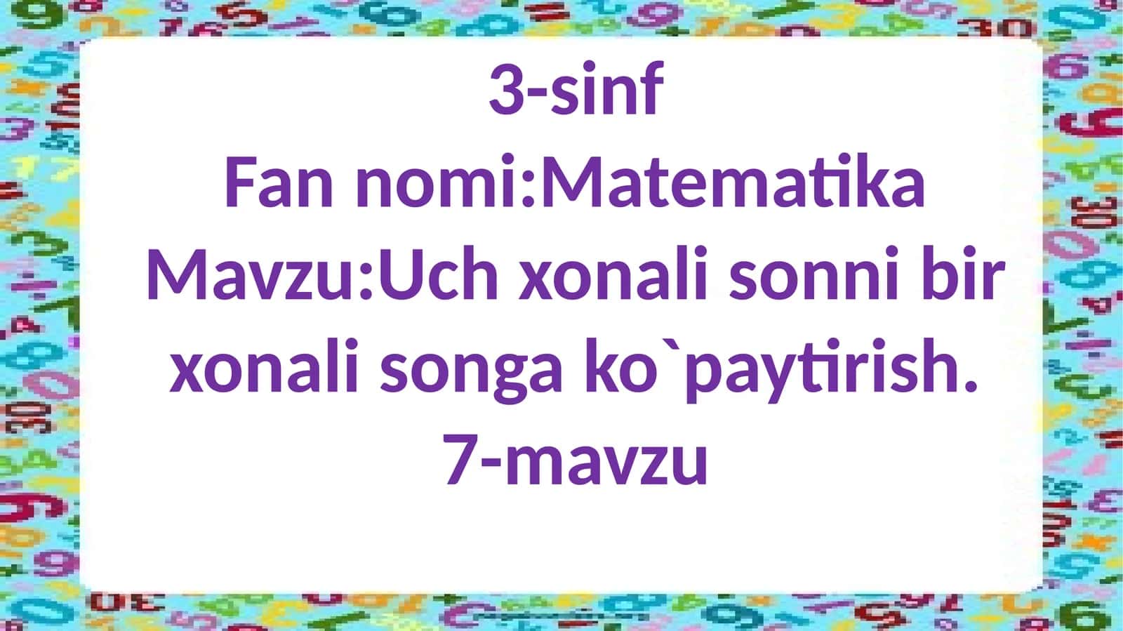 Uchxonalisonnibirxonalisongako`paytirish 1