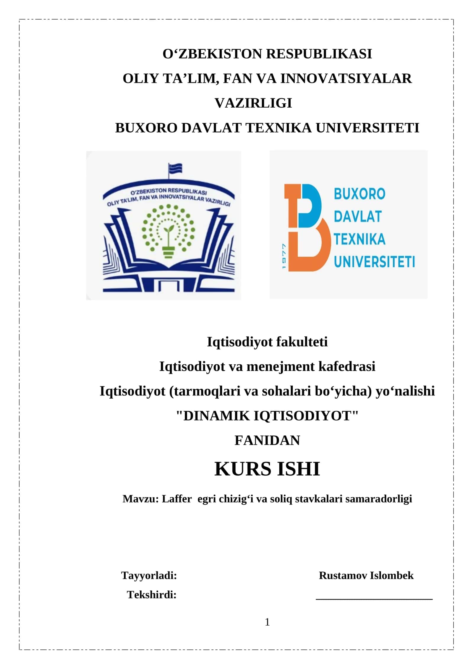 DINAMIK IQTISODIYOT 1