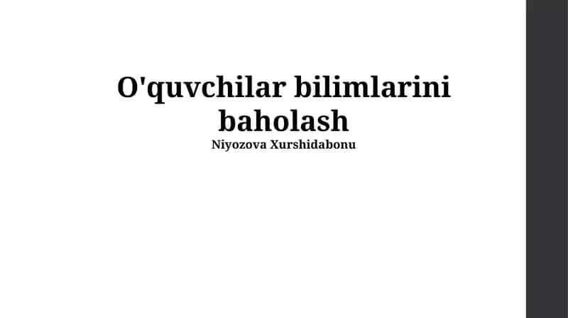 Talabalarning bilim darajasini baholash 1