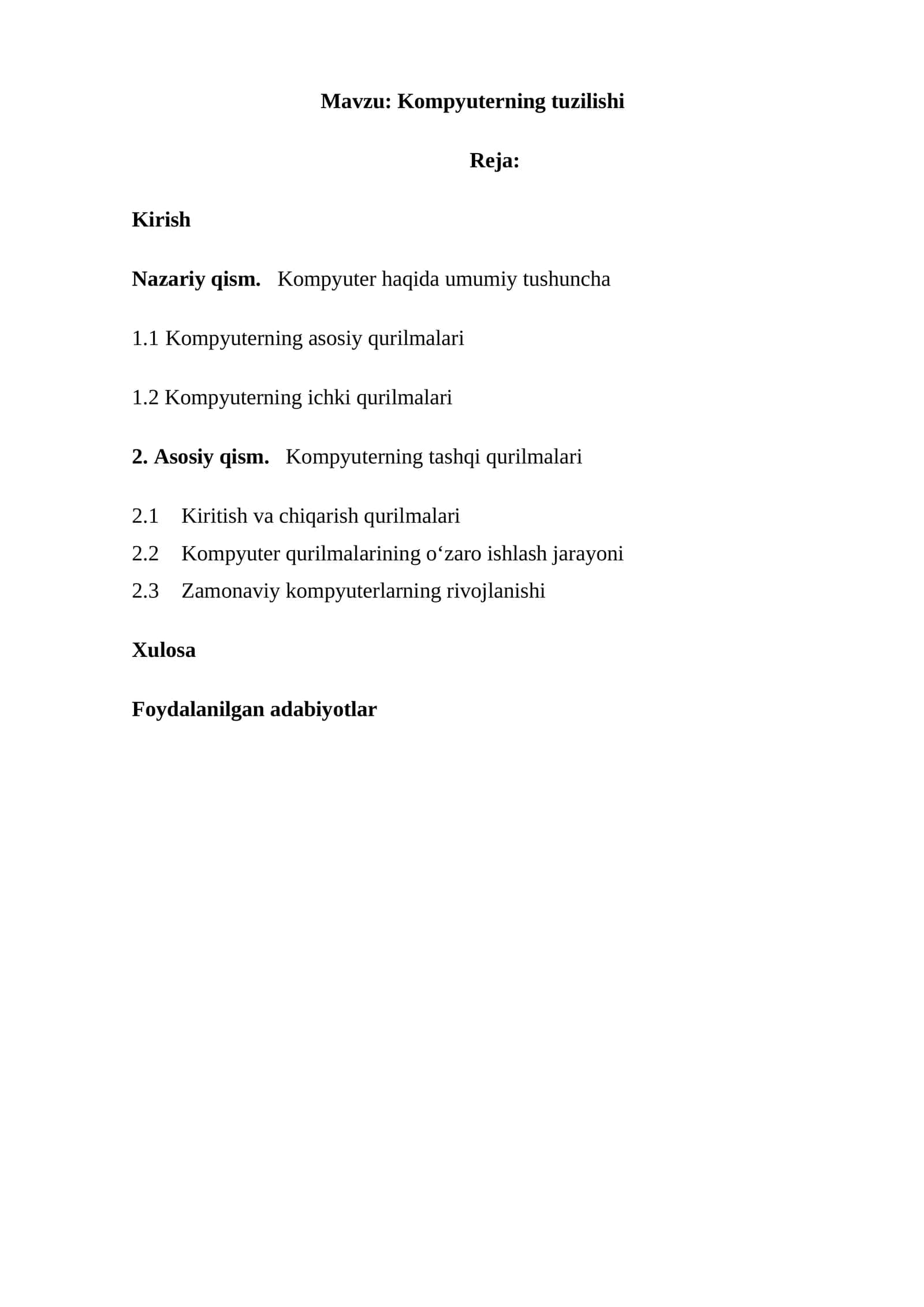 Kompyuterning tuzilishi 1