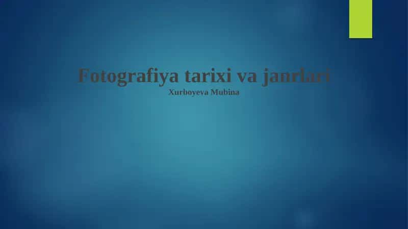 Fotografiya tarixi va janrlari 1
