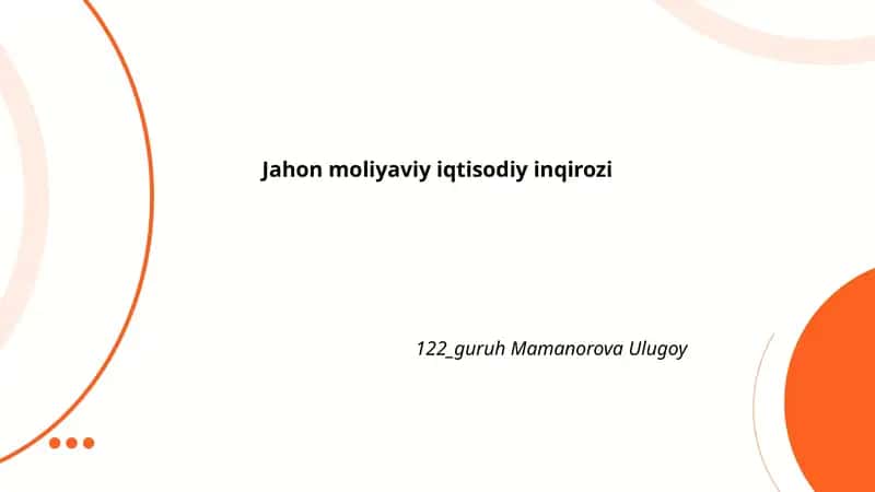 Jahon moliyaviy iqtisodiy inqirozi 1