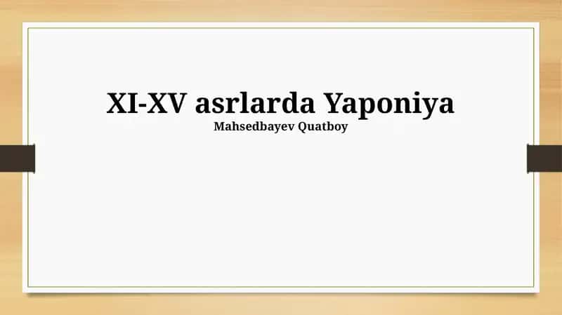 XI-XV asrlarda Yaponiya 1