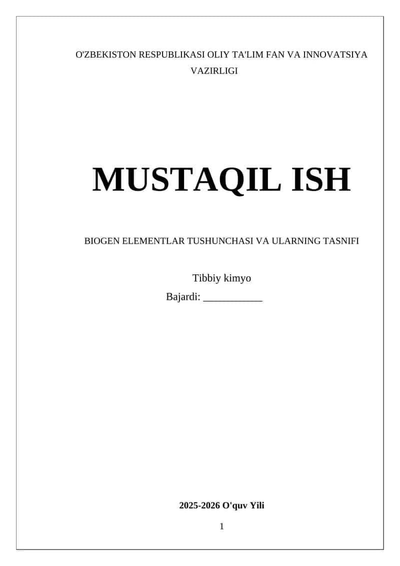Biogen Elementlar Tushunchasi va Ularning Tasnifi 1