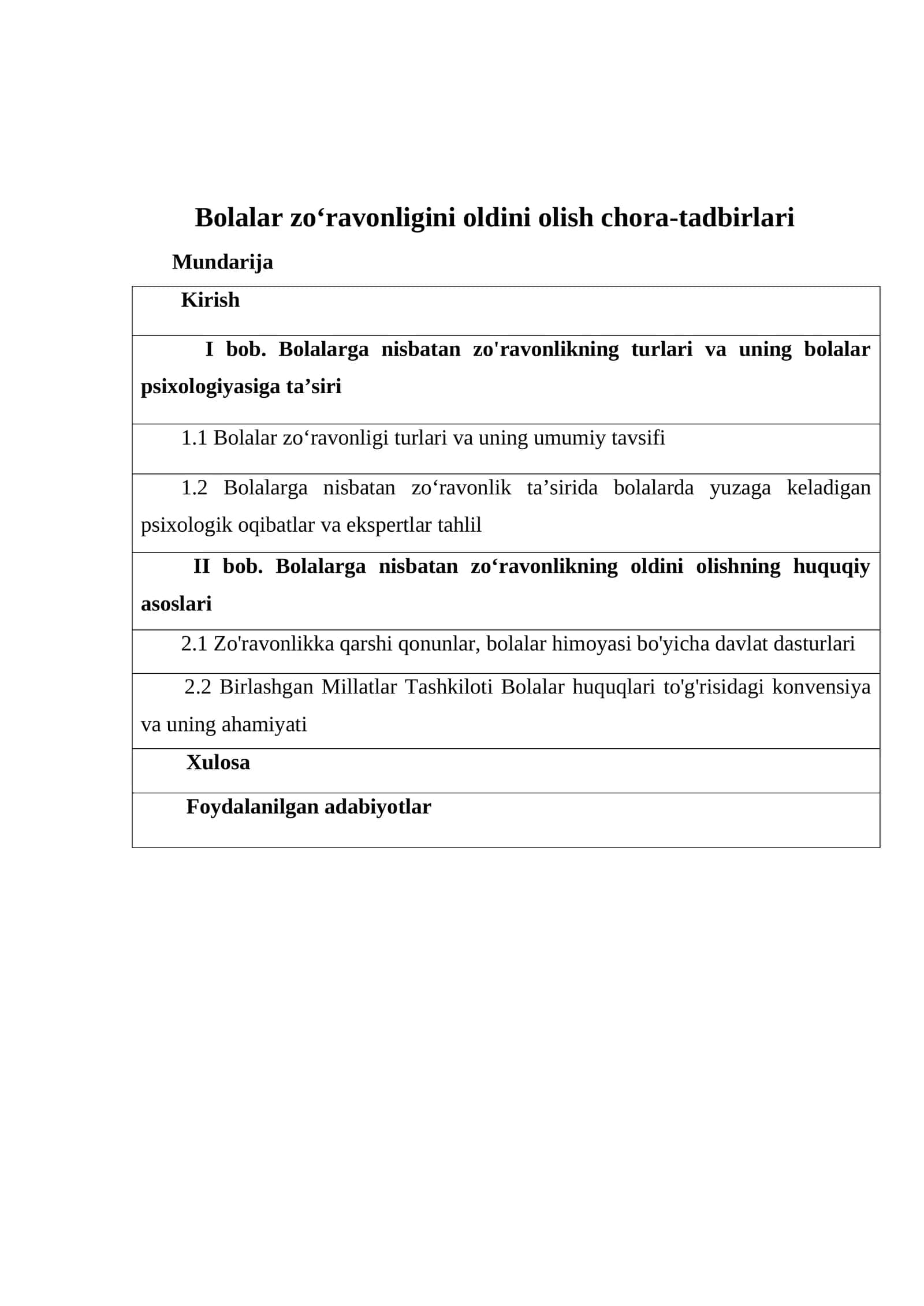 Bolalar zo‘ravonligini oldini olish chora-tadbirlari 1