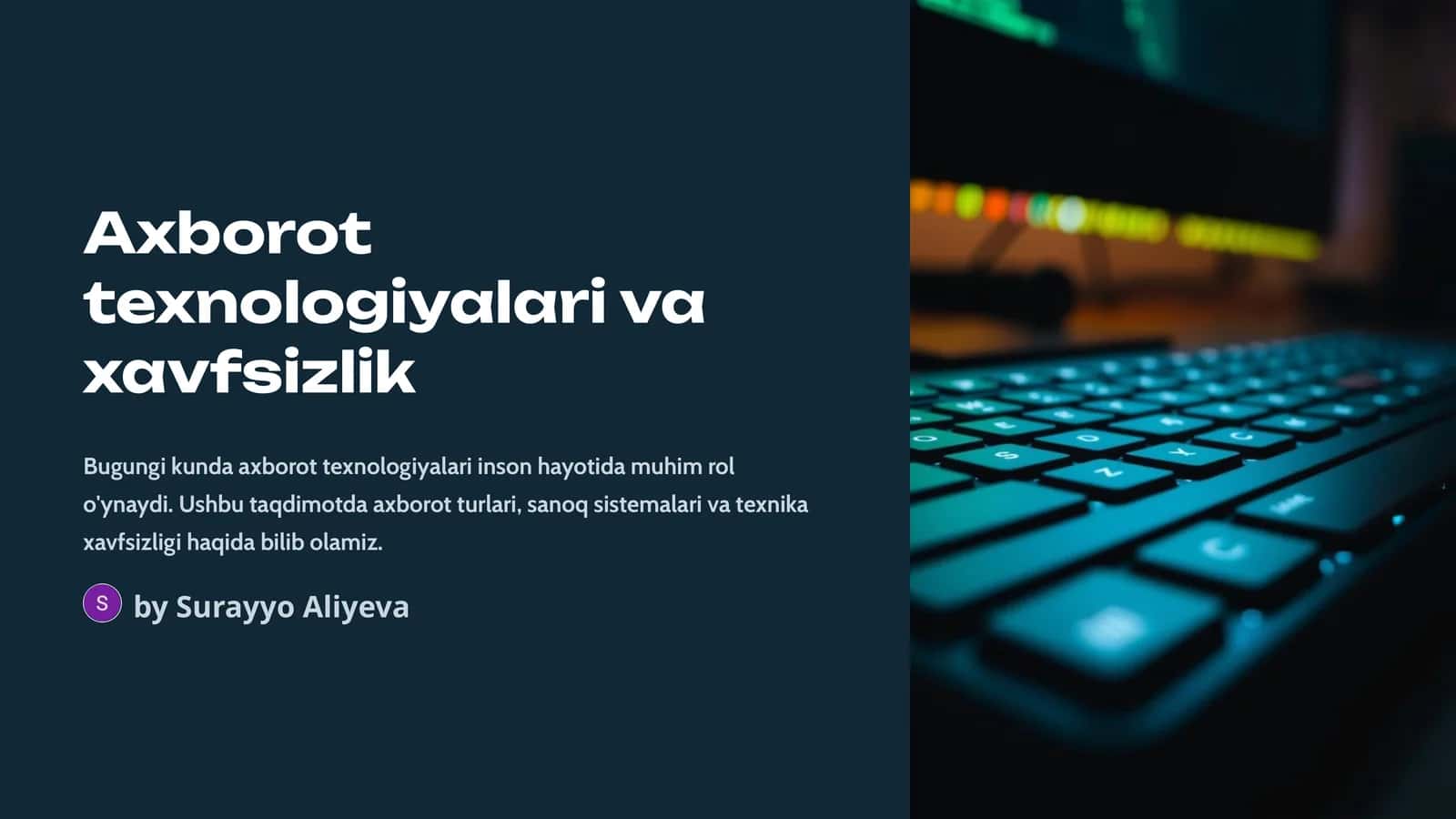 Axborot texnologiyalari va xavfsizlik 1