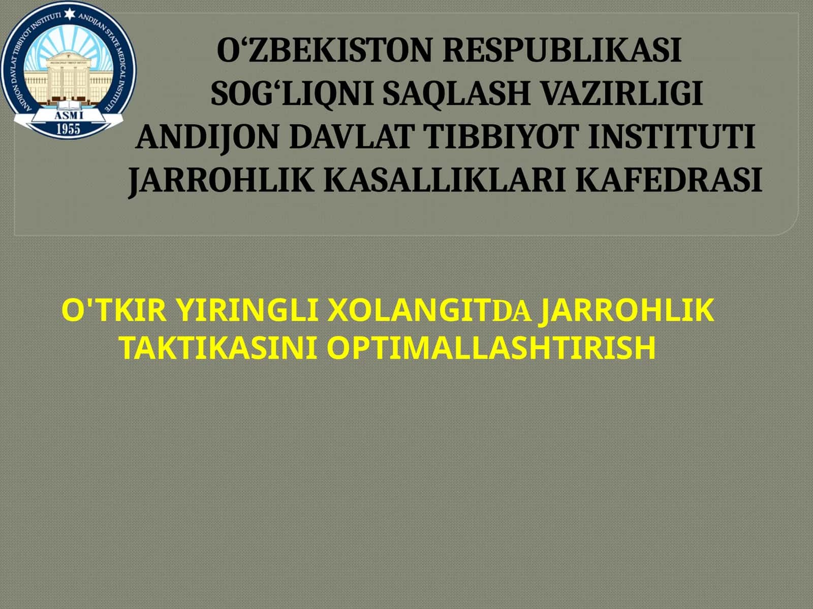 JARROHLIK TAKTIKASINI OPTIMALLASHTIRISH 1