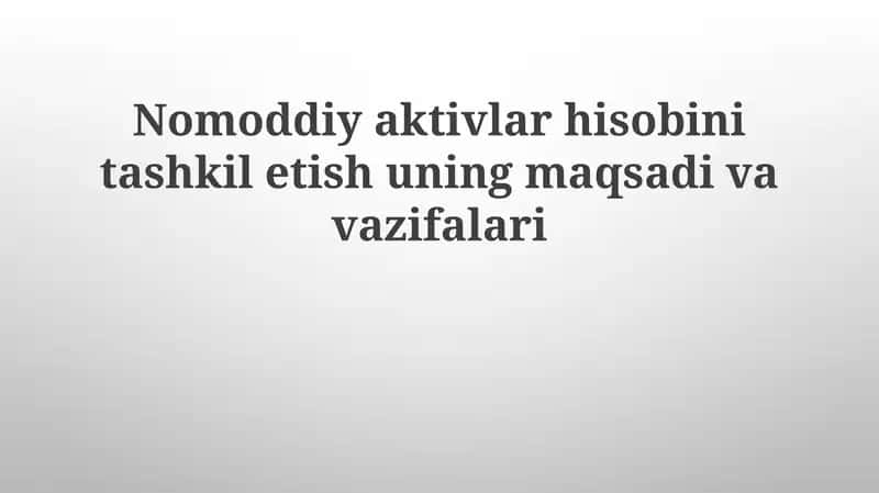 Nomoddiy aktivlar hisobi tashkiloti 1